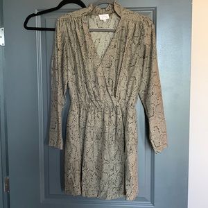 Parker green and black snakeskin print dress